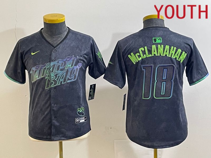 Youth Tampa Bay Rays 18 Mcclanahan Black City Edition 2024 Nike MLB Jersey style 2